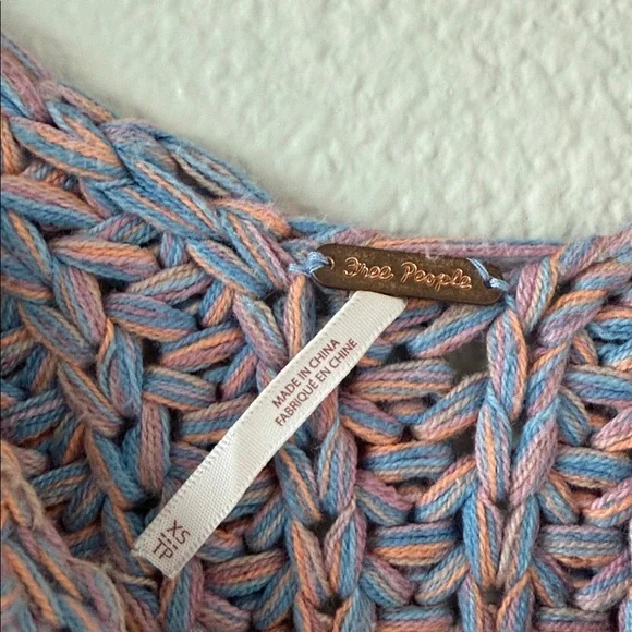 Free People‎ Chunky Knit Cotton blend Crop Purple Hoopla Sweater Vest XS - Picture 7 of 12